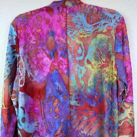 NWT Kamana Cardigan Womens XL Waterfall Watercolors Art to Wear Artsy Coastal - Picture 8 of 10